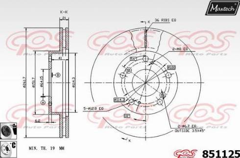 Maxtech 851125.6060 - Тормозной диск autospares.lv