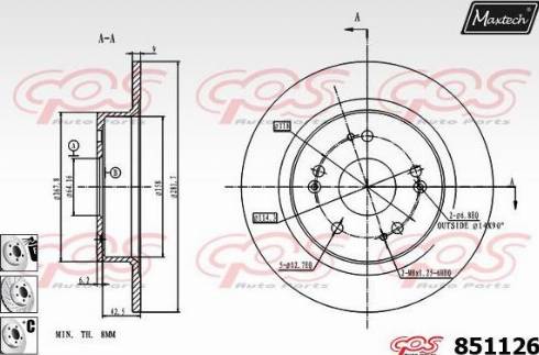 Maxtech 851126.6980 - Тормозной диск autospares.lv