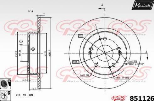 Maxtech 851126.6060 - Тормозной диск autospares.lv