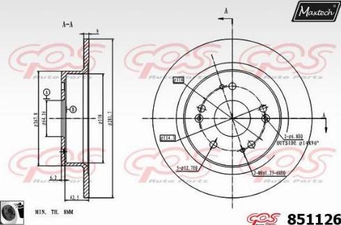 Maxtech 851126.0060 - Тормозной диск autospares.lv