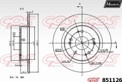 Maxtech 851126.0000 - Тормозной диск autospares.lv