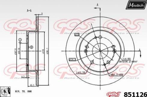 Maxtech 851126.0080 - Тормозной диск autospares.lv