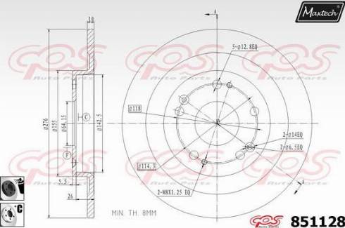 Maxtech 851128.6060 - Тормозной диск autospares.lv