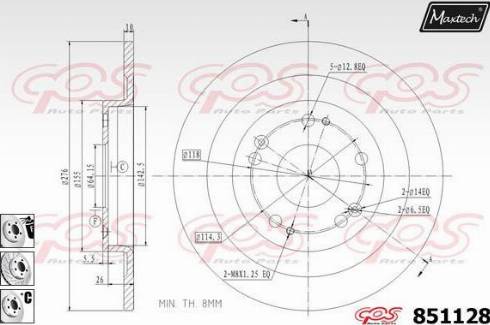 Maxtech 851128.6880 - Тормозной диск autospares.lv