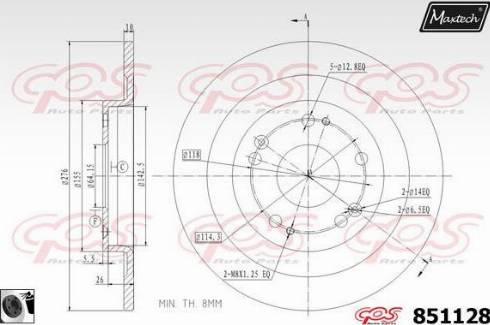 Maxtech 851128.0060 - Тормозной диск autospares.lv