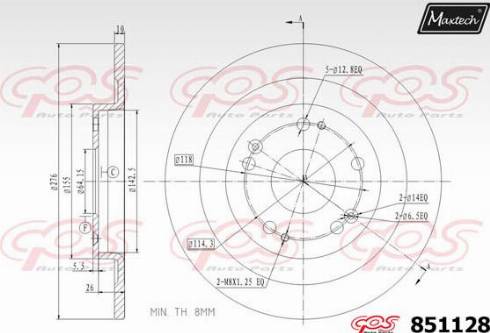 Maxtech 851128.0000 - Тормозной диск autospares.lv