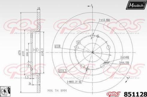 Maxtech 851128.0080 - Тормозной диск autospares.lv