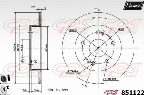 Maxtech 851122.6060 - Тормозной диск autospares.lv