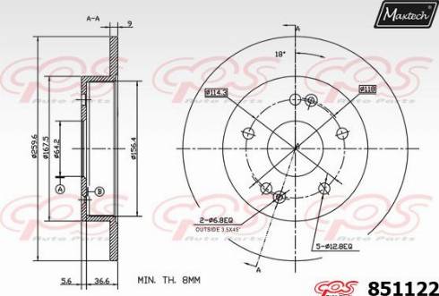 Maxtech 851122.0000 - Тормозной диск autospares.lv