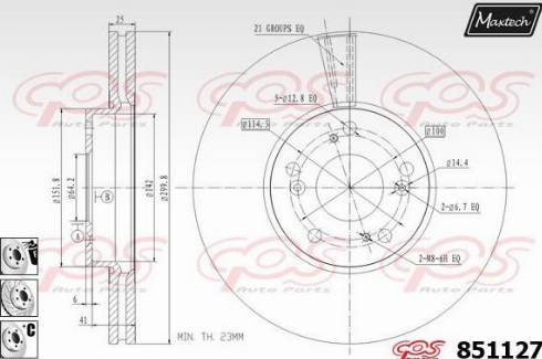 Maxtech 851127.6980 - Тормозной диск autospares.lv