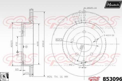 Maxtech 853096.0080 - Тормозной диск autospares.lv