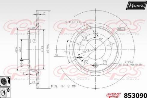 Maxtech 853090.6060 - Тормозной диск autospares.lv