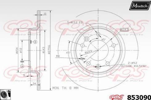 Maxtech 853090.0060 - Тормозной диск autospares.lv