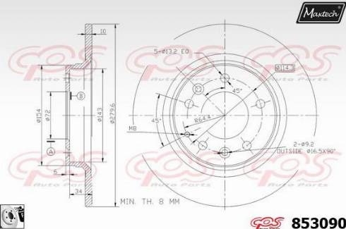 Maxtech 853090.0080 - Тормозной диск autospares.lv