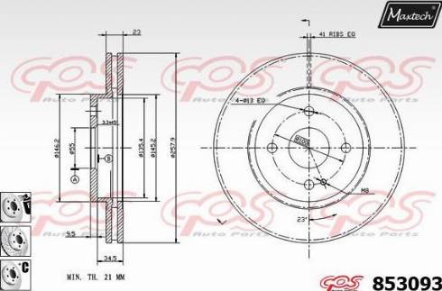 Maxtech 853093.6880 - Тормозной диск autospares.lv