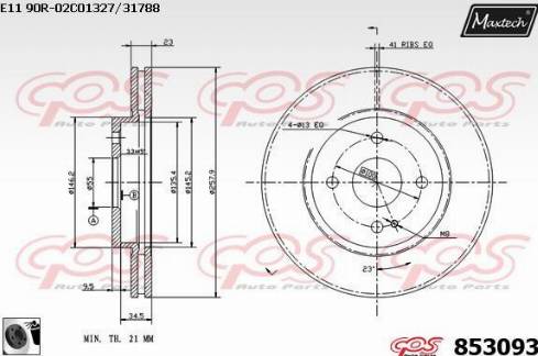 Maxtech 853093.0060 - Тормозной диск autospares.lv