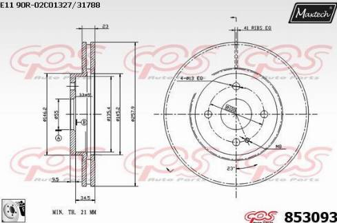 Maxtech 853093.0080 - Тормозной диск autospares.lv