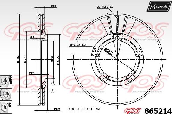 Maxtech 853093 - Тормозной диск autospares.lv