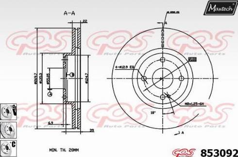 Maxtech 853092.6880 - Тормозной диск autospares.lv