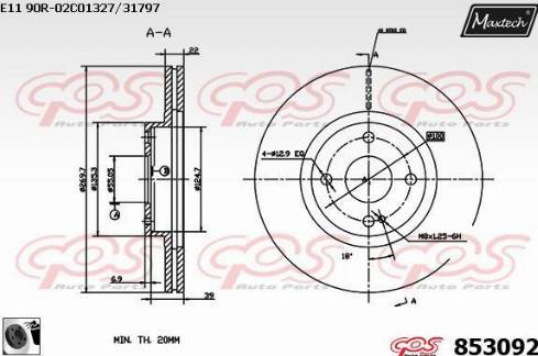 Maxtech 853092.0060 - Тормозной диск autospares.lv