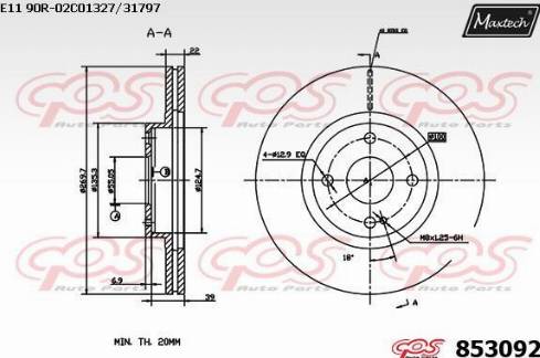 Maxtech 853092.0000 - Тормозной диск autospares.lv