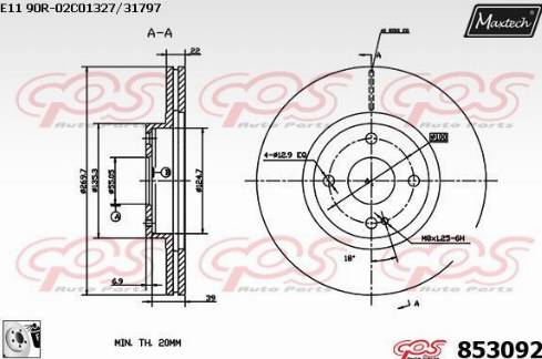 Maxtech 853092.0080 - Тормозной диск autospares.lv