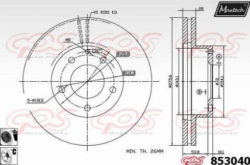 Maxtech 853040.6060 - Тормозной диск autospares.lv