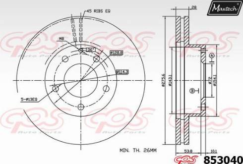 Maxtech 853040.0000 - Тормозной диск autospares.lv