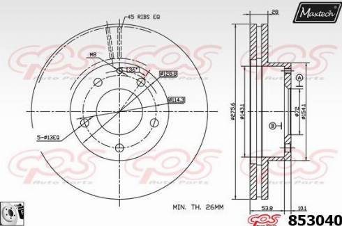 Maxtech 853040.0080 - Тормозной диск autospares.lv