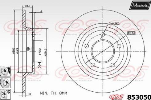 Maxtech 853050.6980 - Тормозной диск autospares.lv