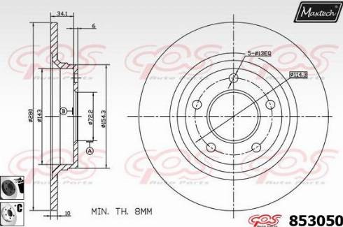 Maxtech 853050.6060 - Тормозной диск autospares.lv