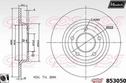 Maxtech 853050.0060 - Тормозной диск autospares.lv