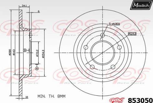 Maxtech 853050.0000 - Тормозной диск autospares.lv