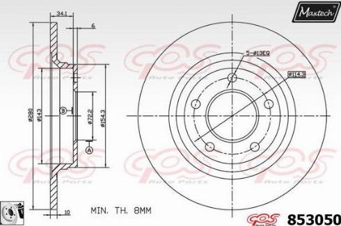 Maxtech 853050.0080 - Тормозной диск autospares.lv