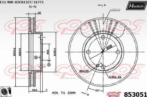 Maxtech 853051.0060 - Тормозной диск autospares.lv