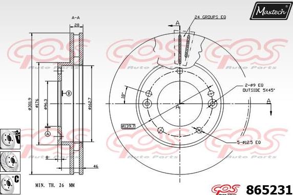 Maxtech 853052 - Тормозной диск autospares.lv