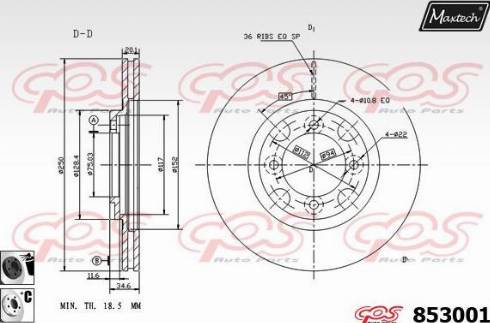 Maxtech 853001.6060 - Тормозной диск autospares.lv