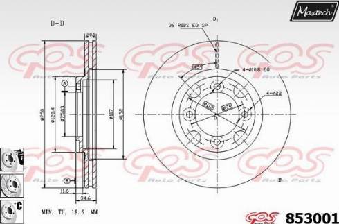 Maxtech 853001.6980 - Тормозной диск autospares.lv