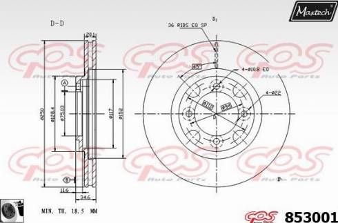 Maxtech 853001.0060 - Тормозной диск autospares.lv