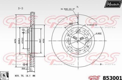 Maxtech 853001.0080 - Тормозной диск autospares.lv