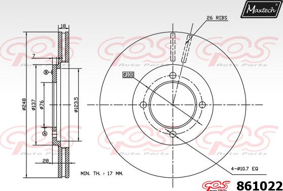 Maxtech 853008 - Тормозной диск autospares.lv