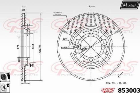 Maxtech 853003.6060 - Тормозной диск autospares.lv