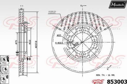 Maxtech 853003.6880 - Тормозной диск autospares.lv