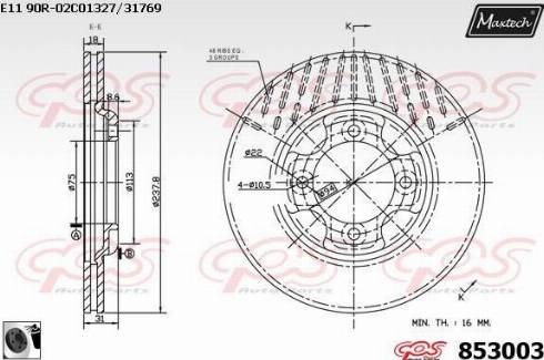 Maxtech 853003.0060 - Тормозной диск autospares.lv