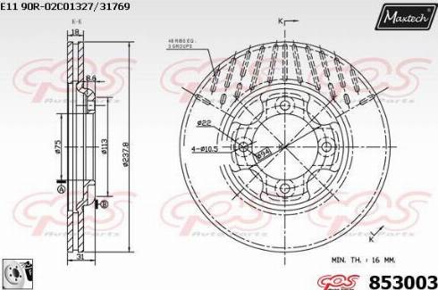 Maxtech 853003.0080 - Тормозной диск autospares.lv