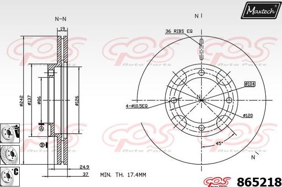 Maxtech 853003 - Тормозной диск autospares.lv