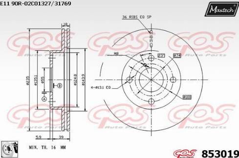 Maxtech 853019.0080 - Тормозной диск autospares.lv