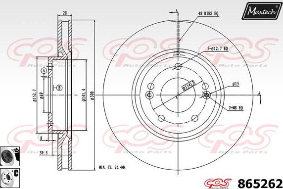 Maxtech 853019 - Тормозной диск autospares.lv