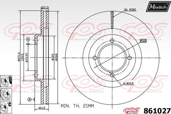 Maxtech 873604 - Тормозной диск autospares.lv