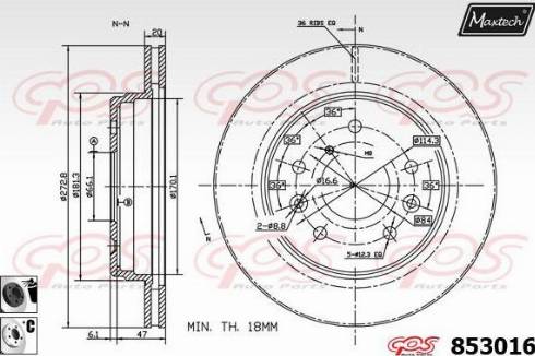 Maxtech 853016.6060 - Тормозной диск autospares.lv